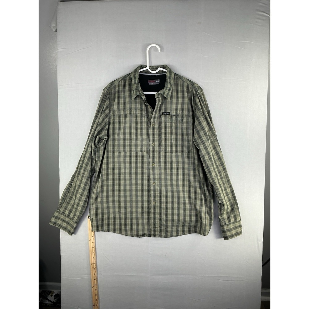 Wrangler Outdoors Men's Large Plaid Long Sleeve Button Front Shirt Regular Fit